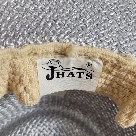 Jhats Cowgirl Hat Straw Silver Size S/M 6 5/8" to 7 1/8" Mexico vintage J-Hats - Picture 6 of 7